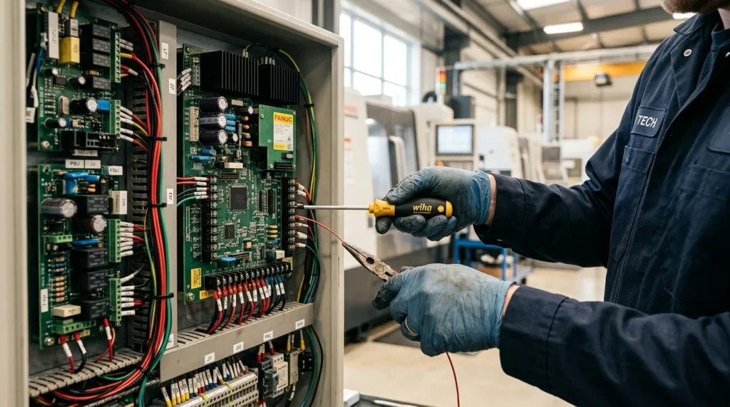 آموزش تعمیر کنترلر فانوک و بررسی بردهای الکترونیکی دستگاه cnc