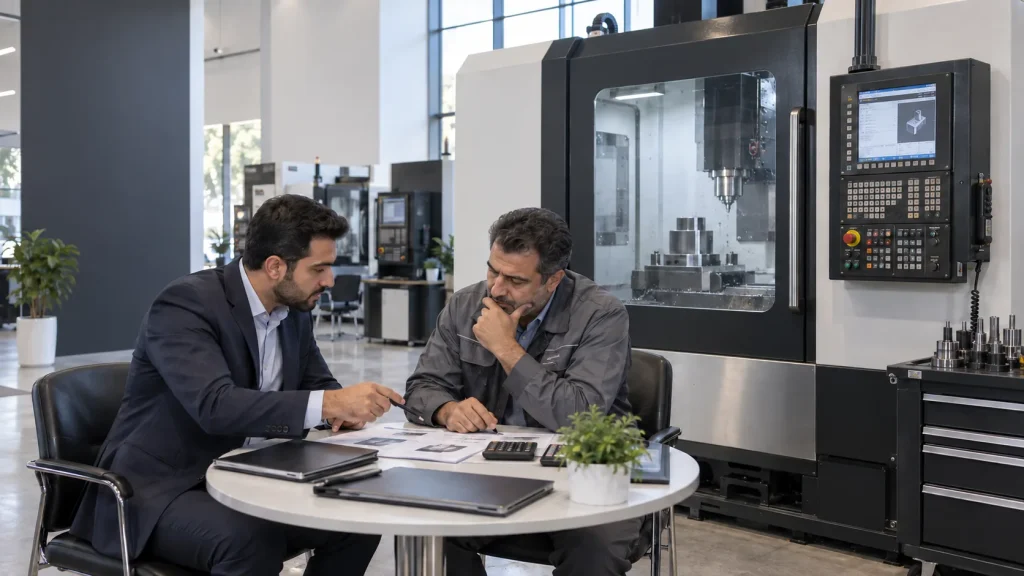 بررسی شرایط فروش اقساطی دستگاه CNC توسط مدیر کارگاه و کارشناس فنی